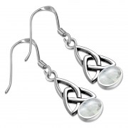 Rainbow Moonstone Trinity Knot Silver Earrings Set - e341